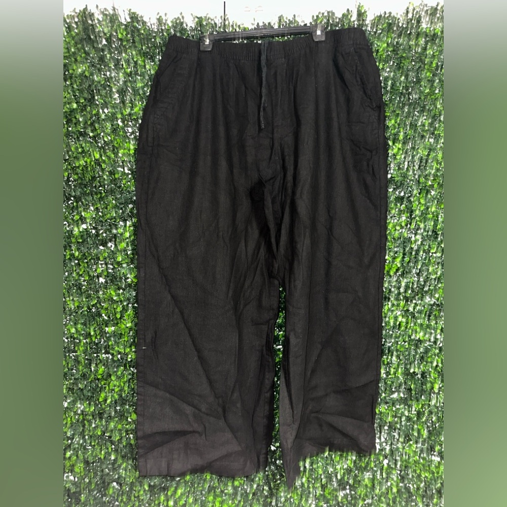 Old Navy Black Wide-Leg Linen Blend Pants